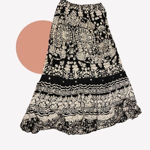 Forbidden Los Angeles Maxi Boho Hippie Gypsy Skirt with crochet and jewels
